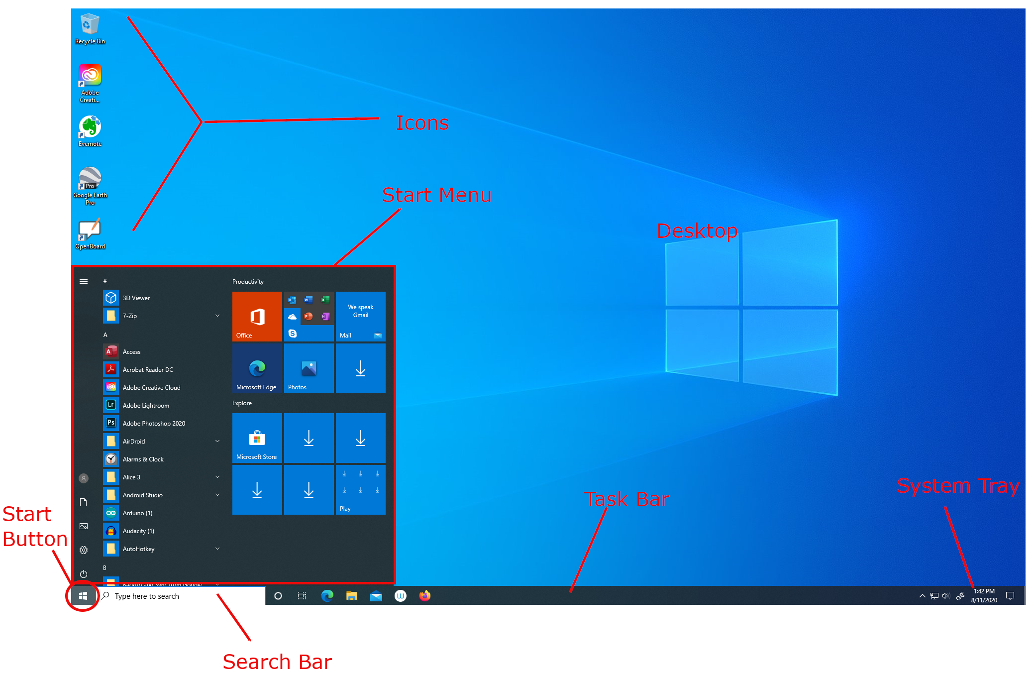 The Windows 10 Desktop