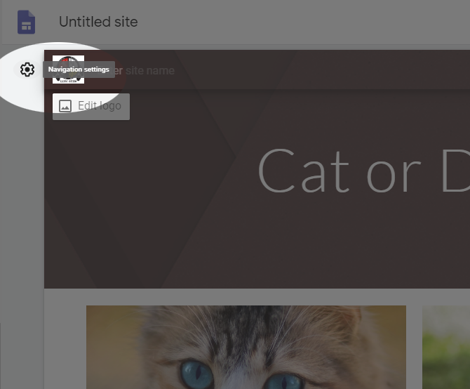 Google Sites Navigation Cog